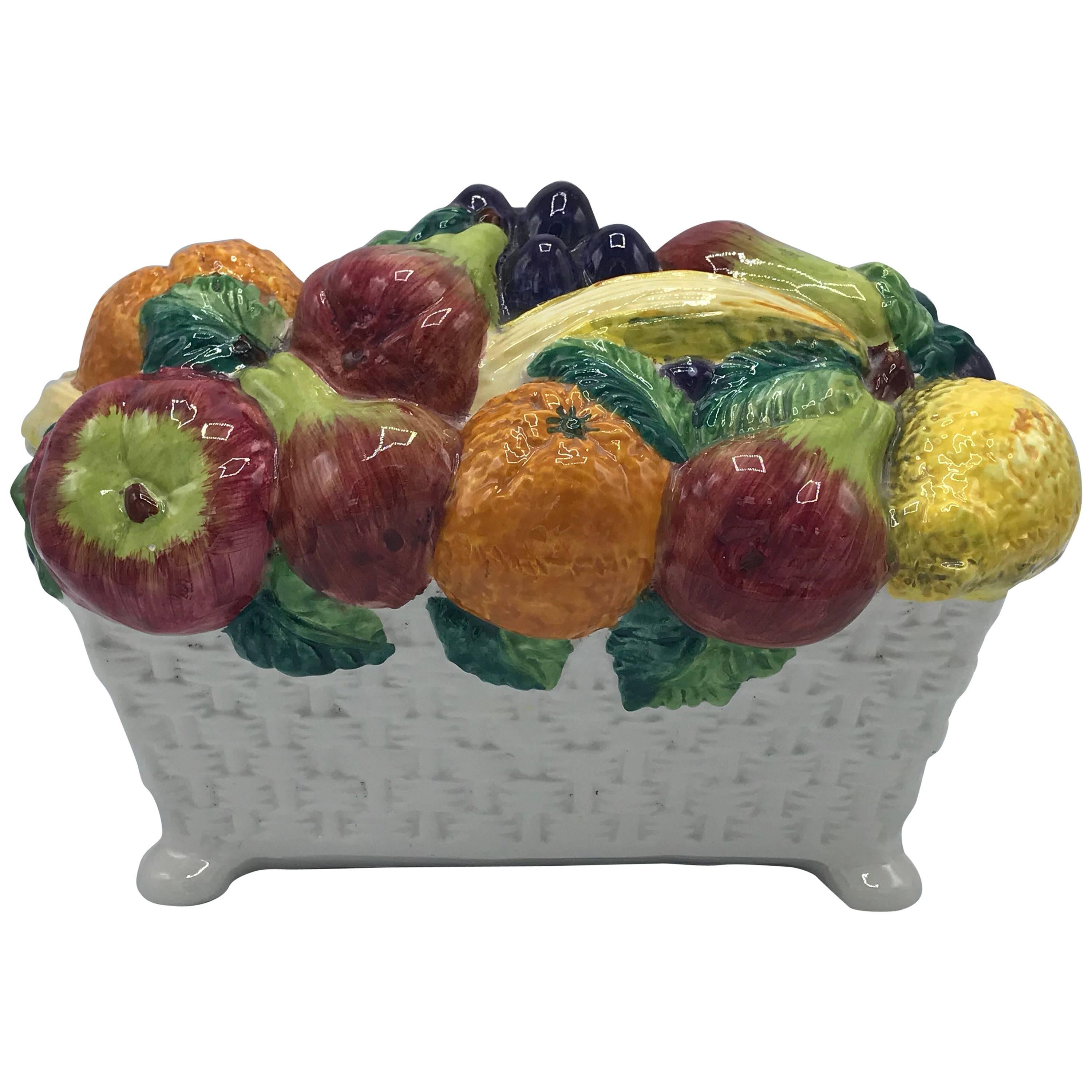 1960s Italian Ceramic Fruit Bowl Centerpiece Sculpture