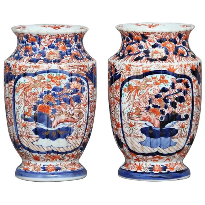 Pair of 19th Century Imari Vases For Sale