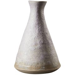 Handmade White Stoneware Vase Pink Snow Vessel by Iva Polachova