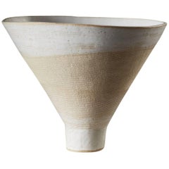 Handmade White Ceramic Stoneware Vase Giving Bowl by Iva Polachova