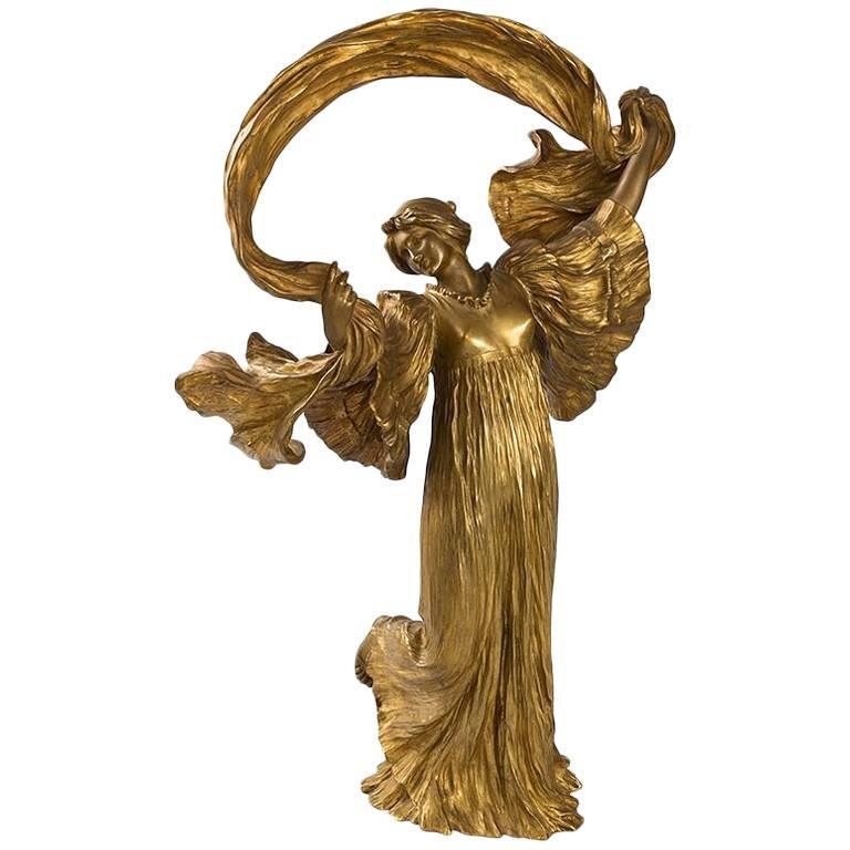 French Art Nouveau Bronze Sculpture by Agathon Léonard