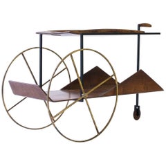 Retro Carrinho de Chá Rosewood and Brass Tea Trolley by Jorge Zalszupin, Brazil, 1960s