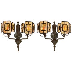 Pair of Tiffany Studios New York "Turtleback Tile" Wall Sconces