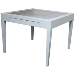 Custom Metallic Grey Leather and Lacquer Game Table