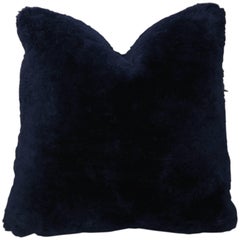 Custom Genuine Shearling Pillow in Dark Navy