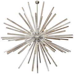 Monumental Triedri Glass Rod Sputnik Chandelier