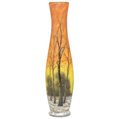 Daum Nancy "Winter Scene" Art Nouveau Glass Vase