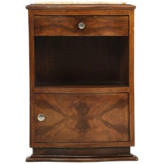 French Art Deco Nightstand or Bedside Table in Walnut
