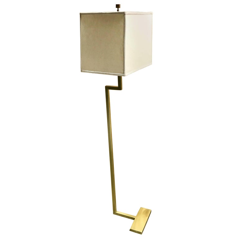 Pair Of French Modern Brass Floor Lamps Jacques Quinet At 1stdibs Single French Modern Brass Floor Lamp By Jacques Quinet