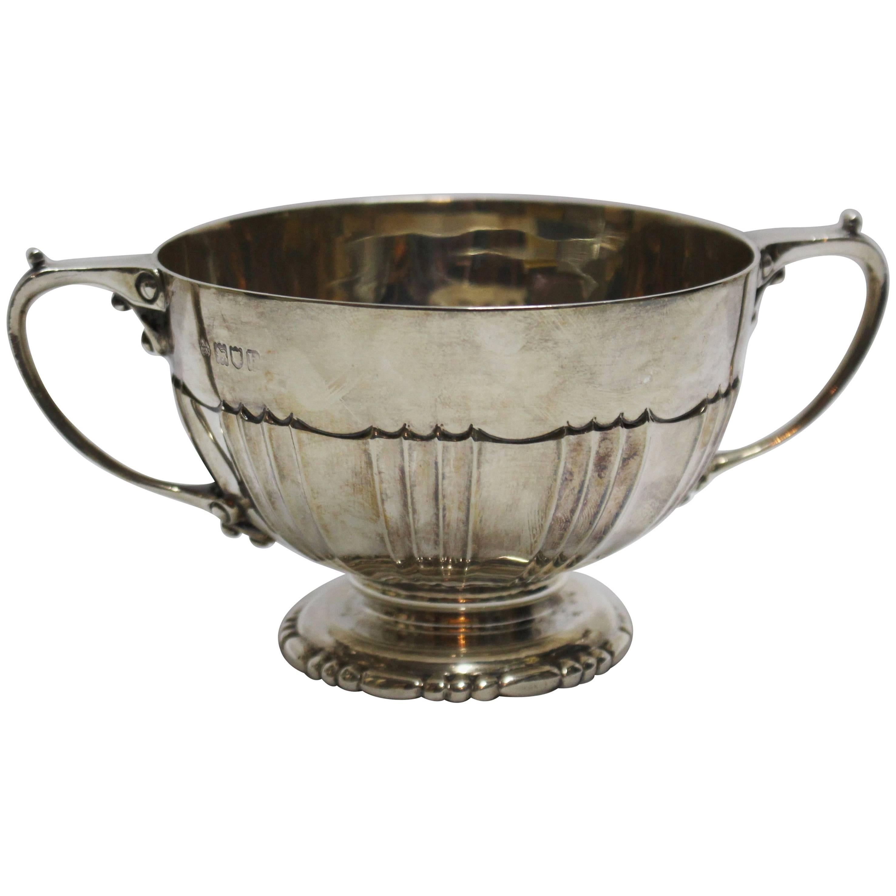 Edwardian Two Handled Hallmarked Silver Bowl, London, 1903 For Sale