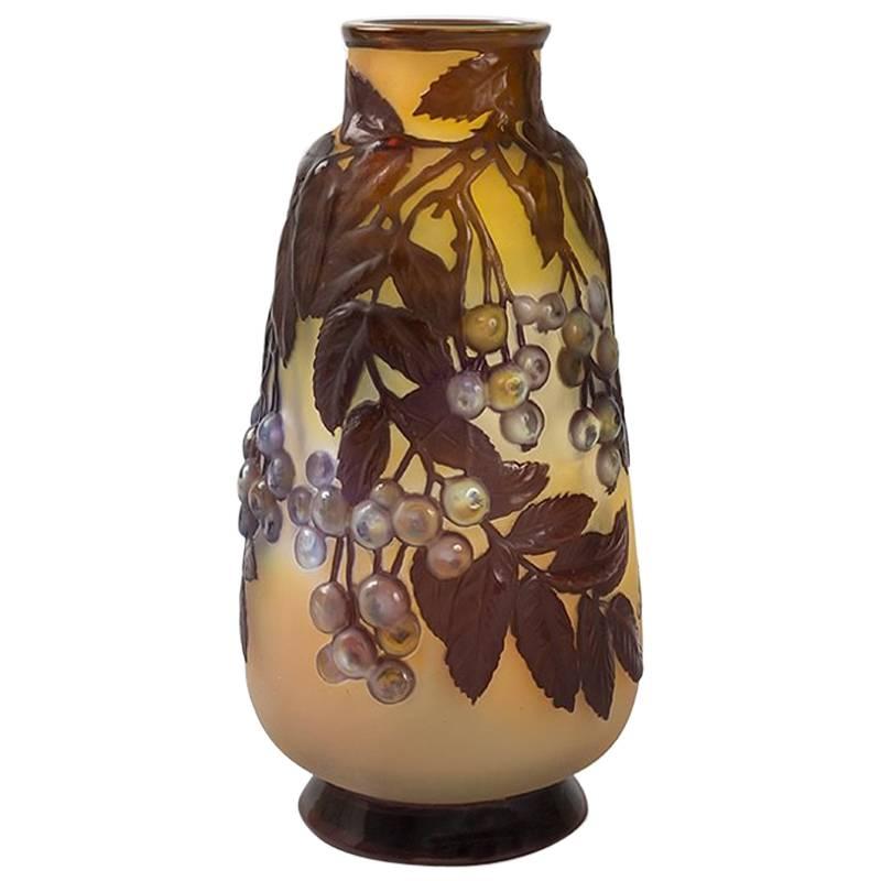 French Art Nouveau Cameo Vase by Émile Gallé