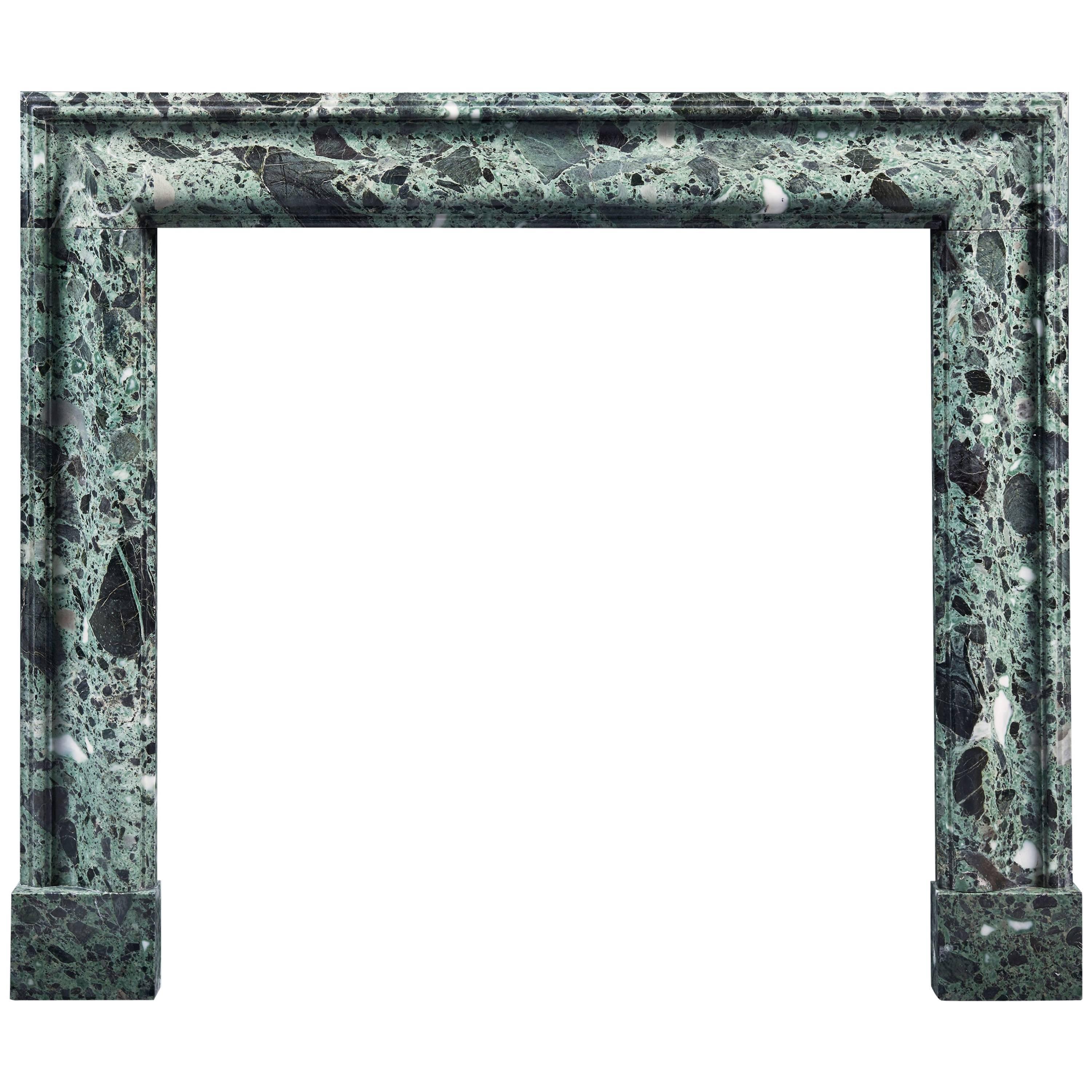 Antique Bolection Fireplace in Verde Antico Marble