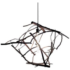 Lampe à suspension collectionnée à la main, en branches délavées d'océan par Hinterland Design