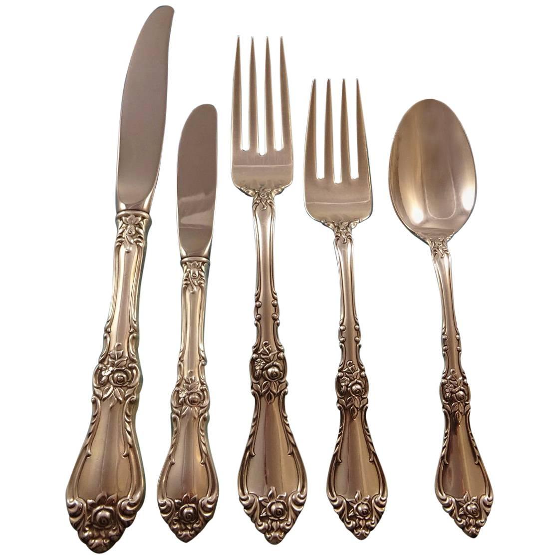 Royal Rose by Wallace Sterling Silver Flatware Set for 12 Service of 67 Pieces For Sale