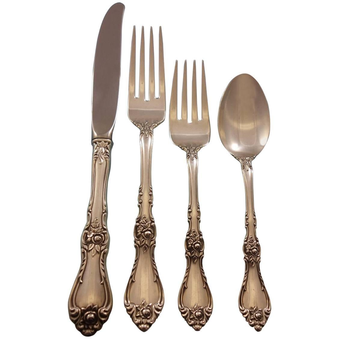 Royal Rose by Wallace Sterling Silver Flatware Set for 12 Service 50 Pieces For Sale