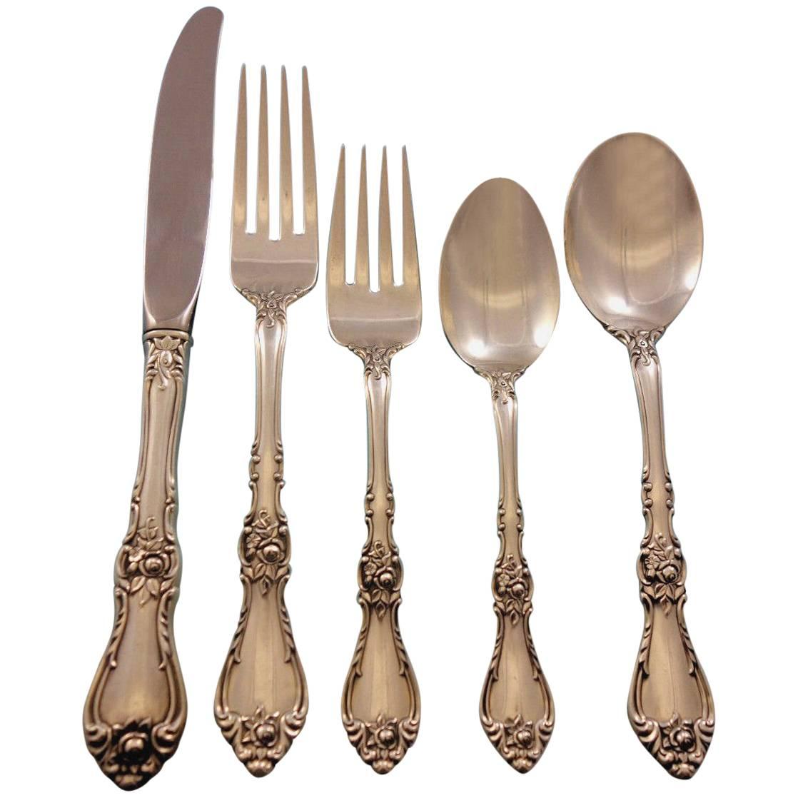 Royal Rose by Wallace Sterling Silver Flatware Set for Eight Service 40 Pieces For Sale