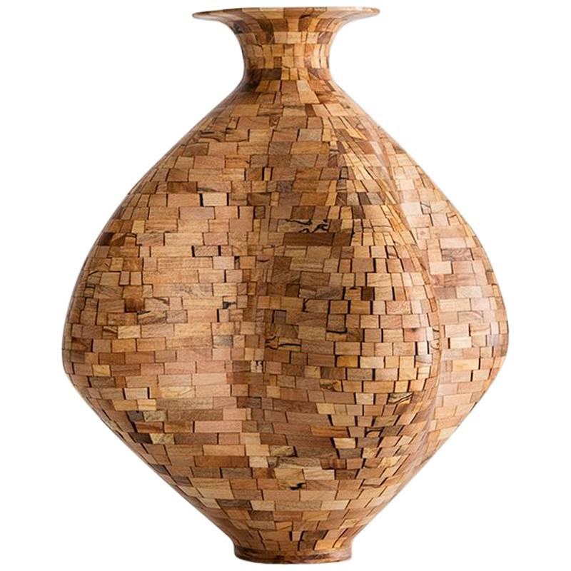 Contemporary American Wooden Vase, Spalted Maple, Handmade, Sculpture, In Stock