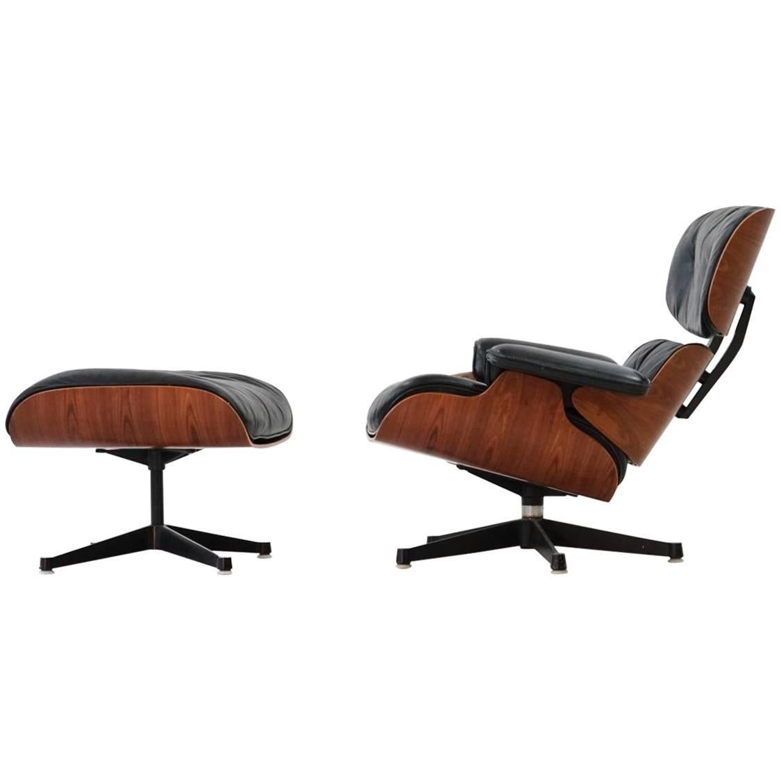 Original Lounge Chair and Ottoman by Charles Eames Herman Miller, Rosewood