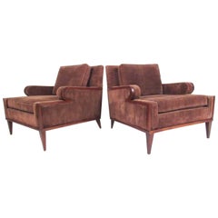 Pair of Vintage Modern Upholstered Club Chairs