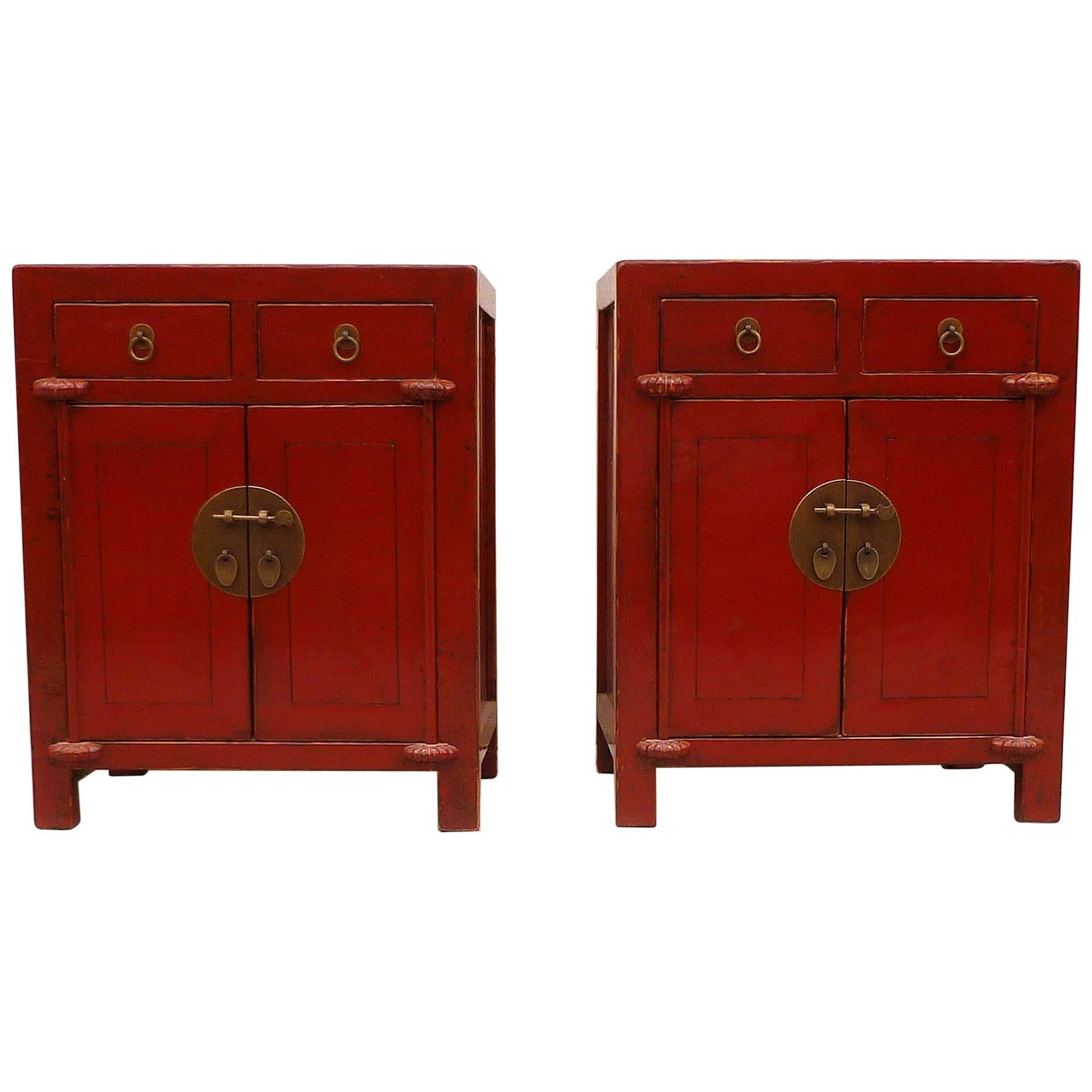 Pair of Red Lacquer Chests