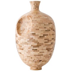 Contemporary American Dimpled Wooden Vase, Sculpture, Maple, Handmade, In Stock