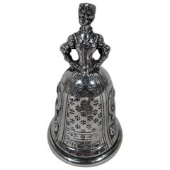 Antique European Silver Dinner Bell with Renaissance Woman