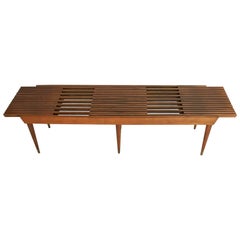 Midcentury Expandable Slat Bench or Coffee Table