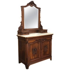 19th Century French Walnut Neoclassical Onyx Top Dresser