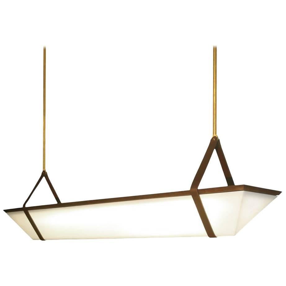 4-foot Pendant Light in Black Walnut with Brass Fixtures by Hinterland Design For Sale