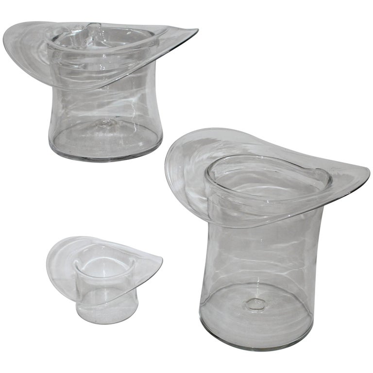 Collection of Three Handblown Glass Top Hats at 1stDibs