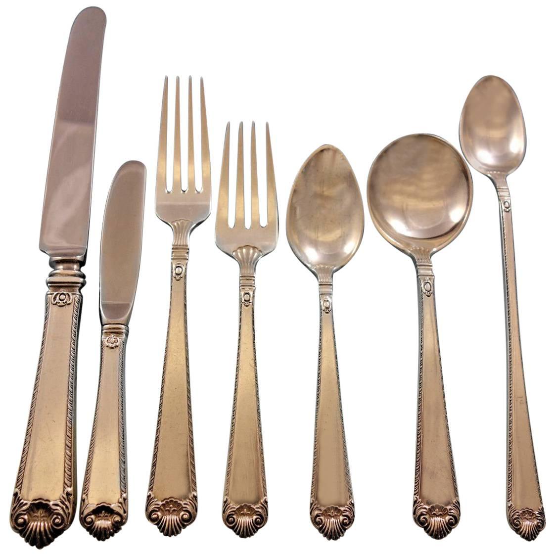 George II Rex by Watson Sterling Silver Flatware Set for 8 Service 58 Pieces For Sale