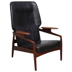 Vintage Danish Modern Reclining Lounge Wingback Chair