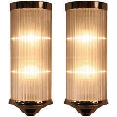 Pair of French Art Deco with Glass Rods Wall Sconces