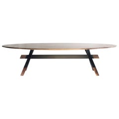 "Shawii" Contemporary Dining Table, Walnut and Powder Coated Steel