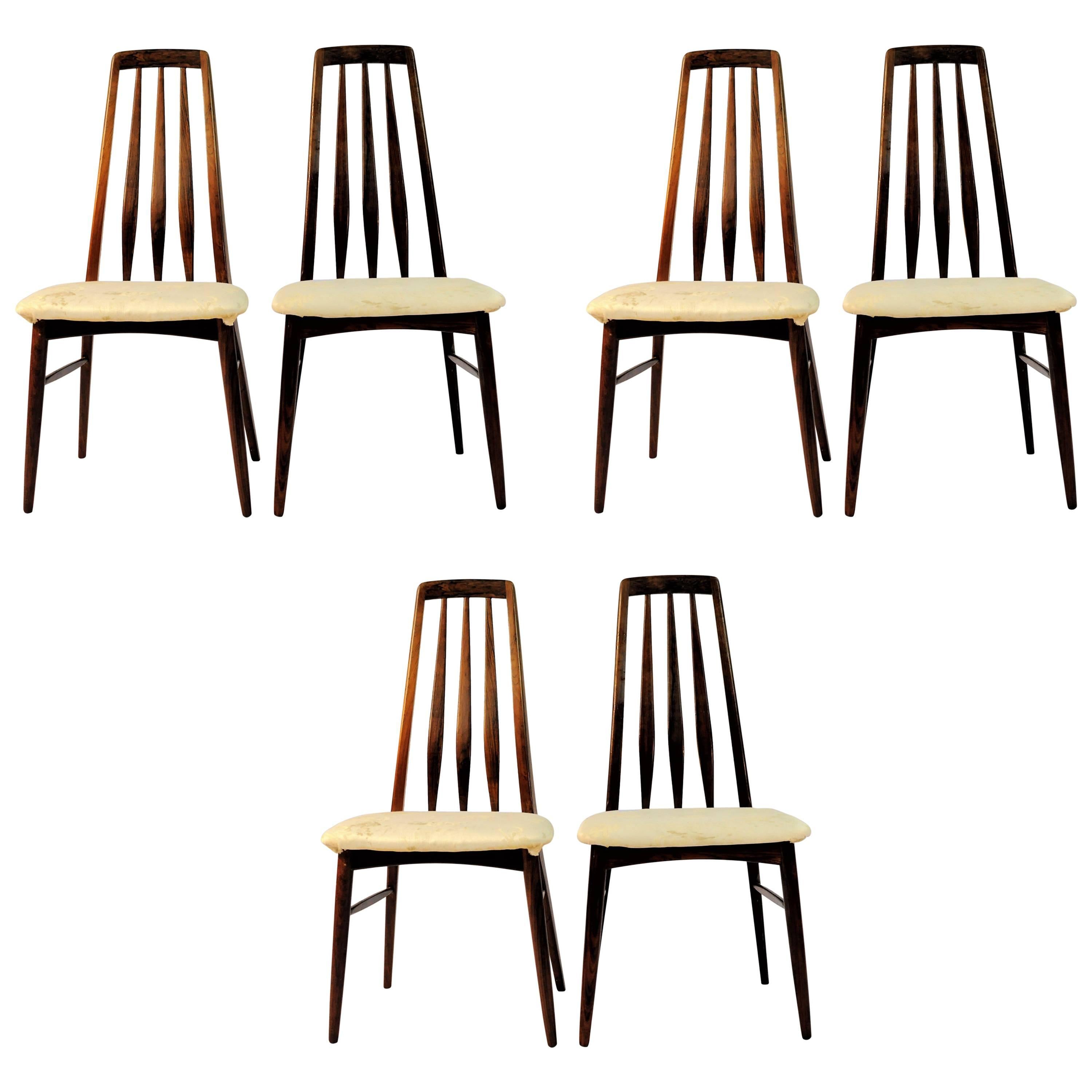 1960s Set of Six Niels Koefoed Dining Chairs Model Eva by Koefoeds Mobelfabrik
