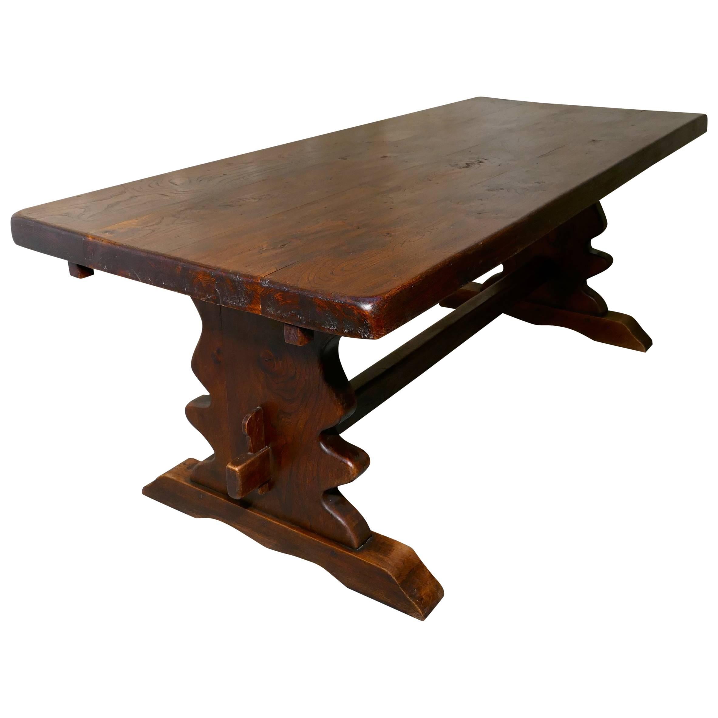 Large French Elm Refectory Extending Table