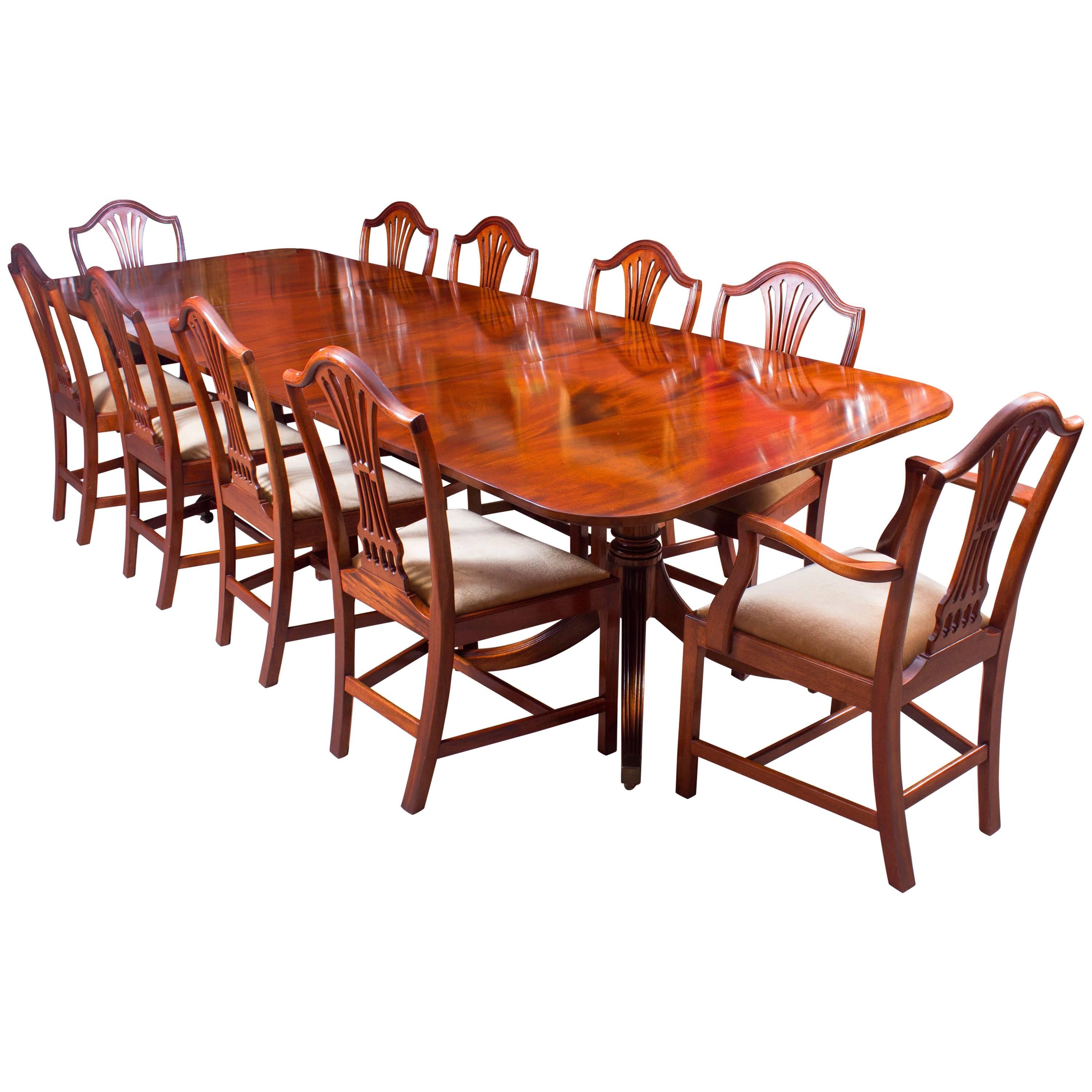 Vintage William Tillman Regency Dining Table and Ten Chairs, Late 20th Century