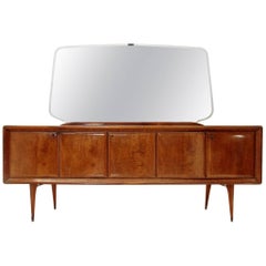 Italian Sideboard with Black Glass Top and Mirror