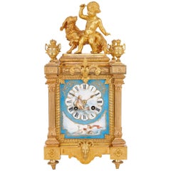 Neoclassical Mantel Clock in Ormolu and Sevres Style Porcelain by Ernest Royer