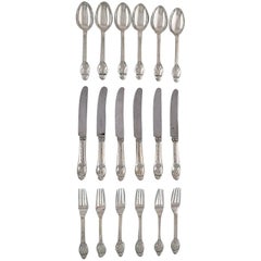 Evald Nielsen Number 6, Complete Dinner Service for Six Person, in Silver