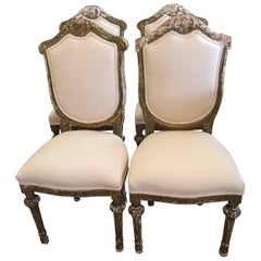 Set of Four Sublime French Louis XVI Side Dining Chairs
