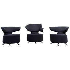 Cassina Biki Canta Designer Chair Set Anthracite Grey Fabric 