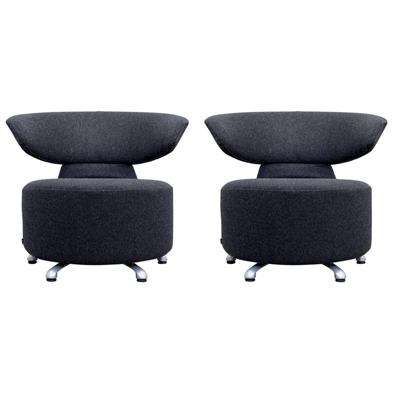 Cassina Biki Designer Chair Set Anthracite Grey Fabric