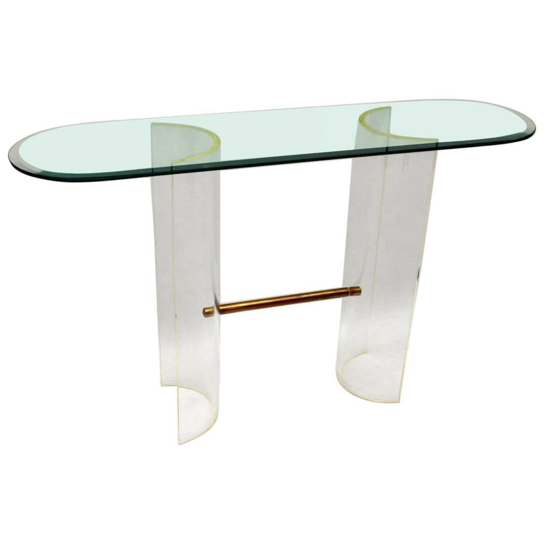 1970s Vintage Glass and Perspex Console Table