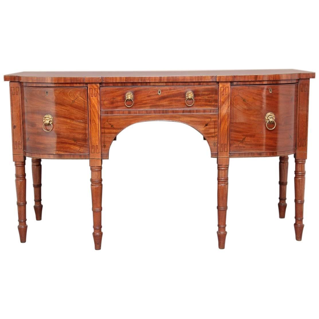 19th Century Mahogany Inlaid Bow Ended Sideboard
