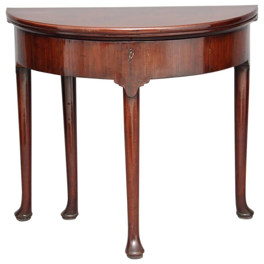 18th Century Mahogany Demilune Games Table