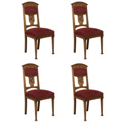 Antique Set of Four Dining Chairs, Liberty Taste, English, Oak, Edwardian