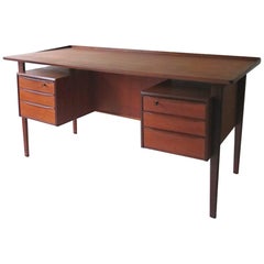 Danish Floating Teak Desk by Peter Løvig Nielsen for Dansk Design, 1960s