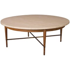 Paul McCobb for the Connoisseur Collection Round Travertine Cocktail Table