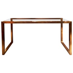 Brass Console Table with Glass Top